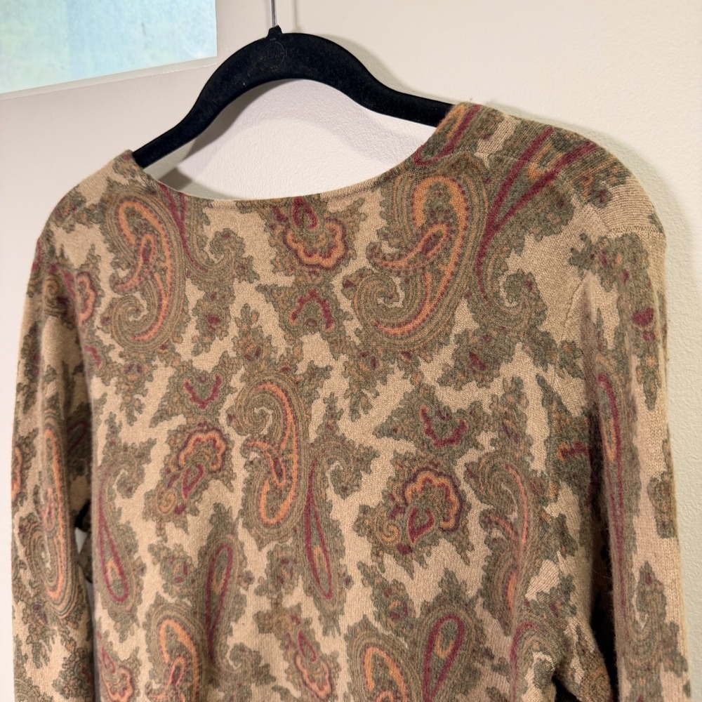 Lambs Wool Angora Paisley Button Front Sweater Cardigan (L) Tweeds Soft Light - Picture 9 of 11